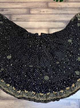 复古重工钉珠款黑色织金波点ATS美国部落风大摆裙96CM