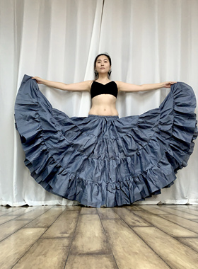 现货97cm净版纯棉加大摆ATS/FCBD美国部落风大摆裙吉普赛大圆裙