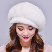进口秋冬贝雷帽新款 皮草帽 整貂冬季 时尚 水貂帽子女逛街简约百搭款