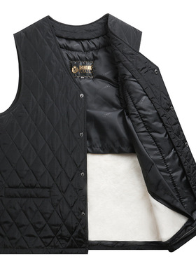 冬季中老年皮毛一体羊毛马甲真皮草马夹男羊皮背心加厚保暖棉坎肩