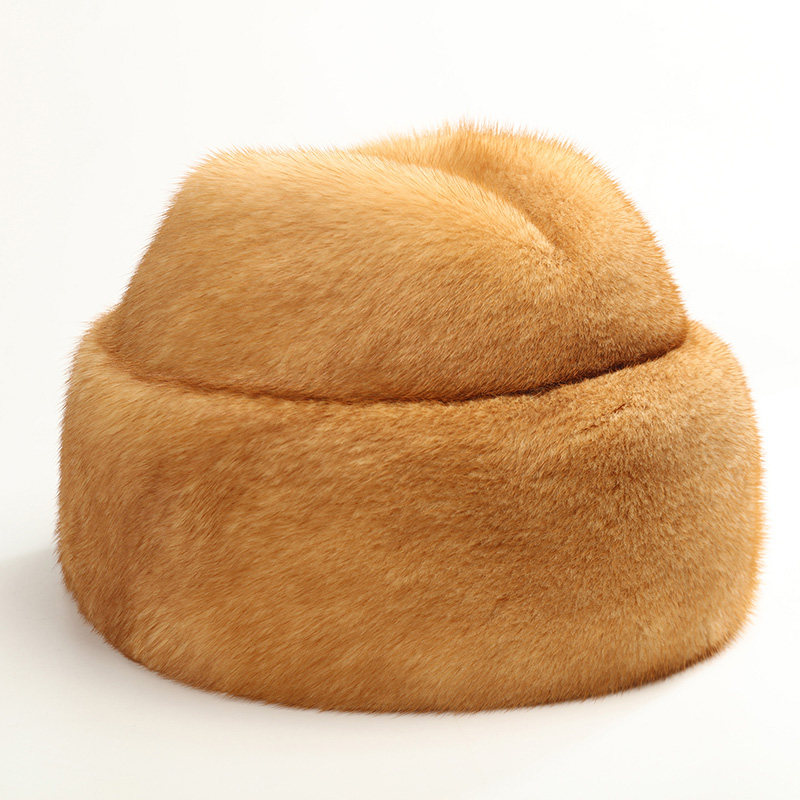 水獭皮帽子男秋冬季中老年水貂皮帽子绅士护耳帽老头法式皮草棉帽