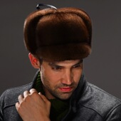 水貂帽子男冬季 中老年貂皮草帽裘皮貂毛保暖护耳新四军优质水貂毛