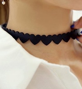 原宿风黑色桃心颈链性感项圈