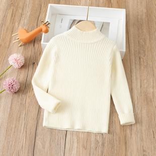 2024新款 针织线衣内搭半高领洋气不起球 男女宝宝纯色套头打底衫