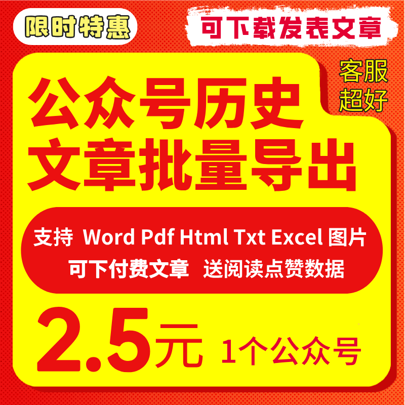 批量采集微信公众号历史文章导出word/pdf下载图片音视频爬取回采