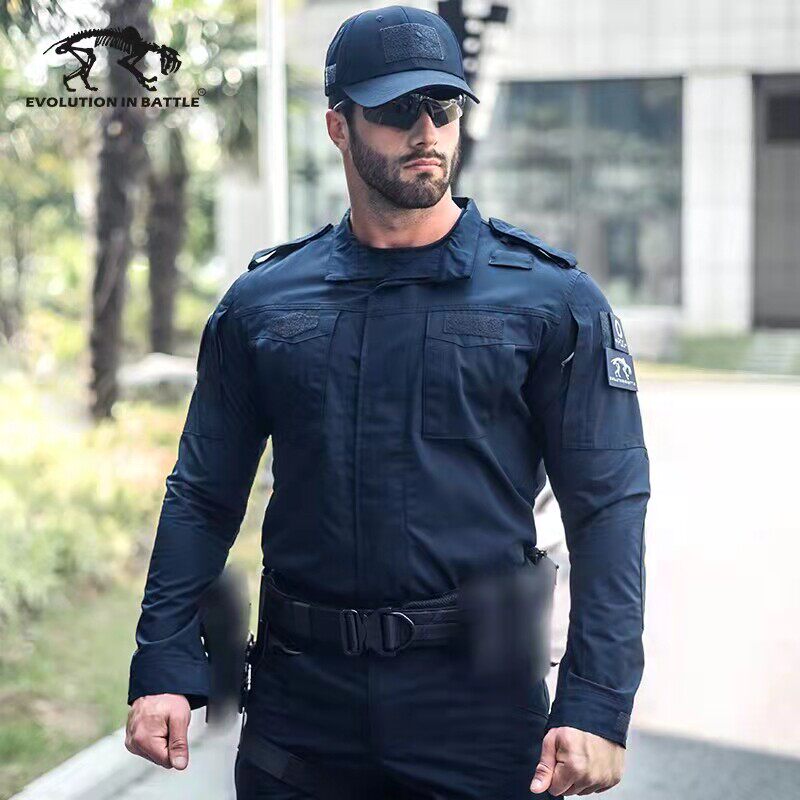 猛虎营教官服套装夏季作训服外套户外男装藏蓝色修身特种安保长裤