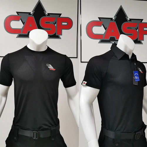 CASP翻领黑色速干排汗短袖圆领