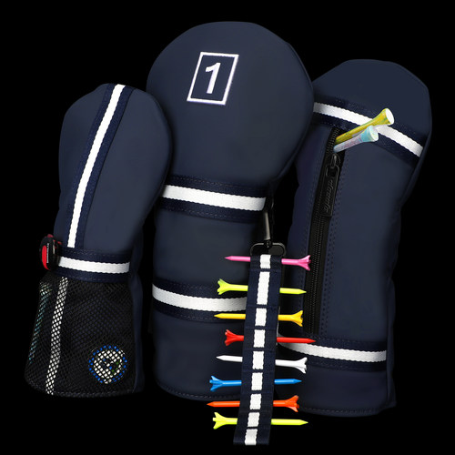 高级防水耐磨高尔夫球杆套头皮革木杆套可收纳球钉golf 球杆帽套