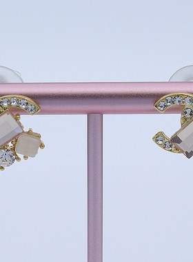 气质高档精致简约百搭OL蓝紫色彩色新款施华洛水晶钢针耳钉耳环女