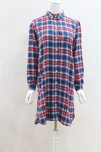 全棉拼色翻领中长款外套打底衫