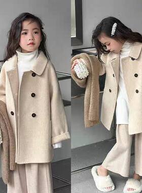 女童毛呢外套秋冬款2026新款洋气儿童加厚大衣女孩冬季呢子大衣