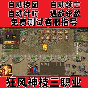 狂风神技三职业(996)自动换图挂机记录boss辅助(24小时自动发货)