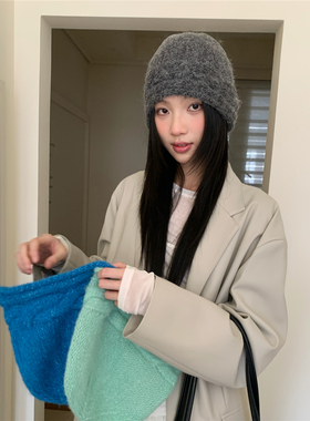 本期推荐！麻花卷边针织毛线帽女冬宽松显脸小护耳包头堆堆冷帽子