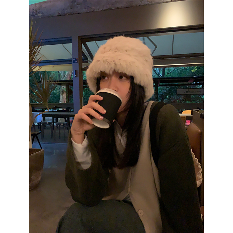 渔夫帽女冬季短帽檐兔毛