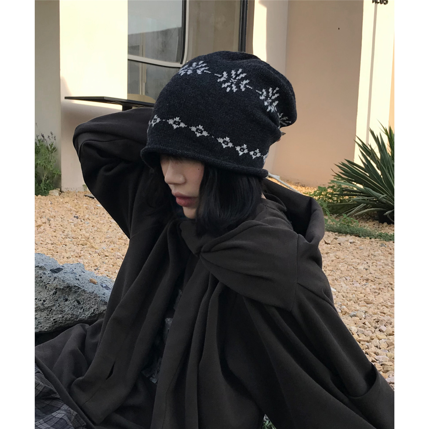 出片｜费尔岛提花卷边大版羊毛混纺针织冷帽女冬显脸小毛线堆堆帽,服饰配件/皮带/帽子/围巾,帽子,淘宝优惠券,粉丝福利购,淘宝优惠卷