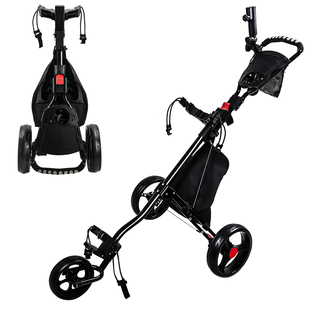HOW TRUE高尔夫球包手推车青少年下场比赛折叠三轮车带水壶雨伞架