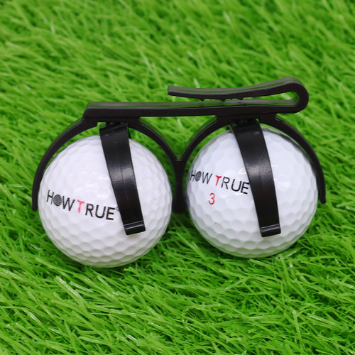 HOW TRUE高尔夫球夹 高尔夫球迷 可旋转折叠golf球夹 双球夹 黑色