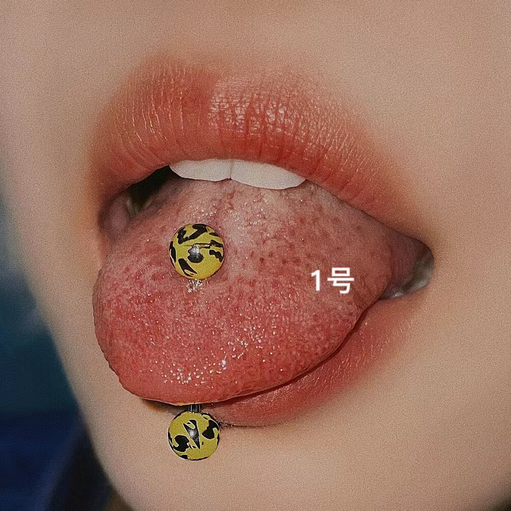 SATANS CHILD OBSESSED MILK LEOPARD TONGUE STUD HOTTIE NICHE INSTAGRAM TONGUE NAIL TONGUE RING PIERCING JEWELRY PIERCING