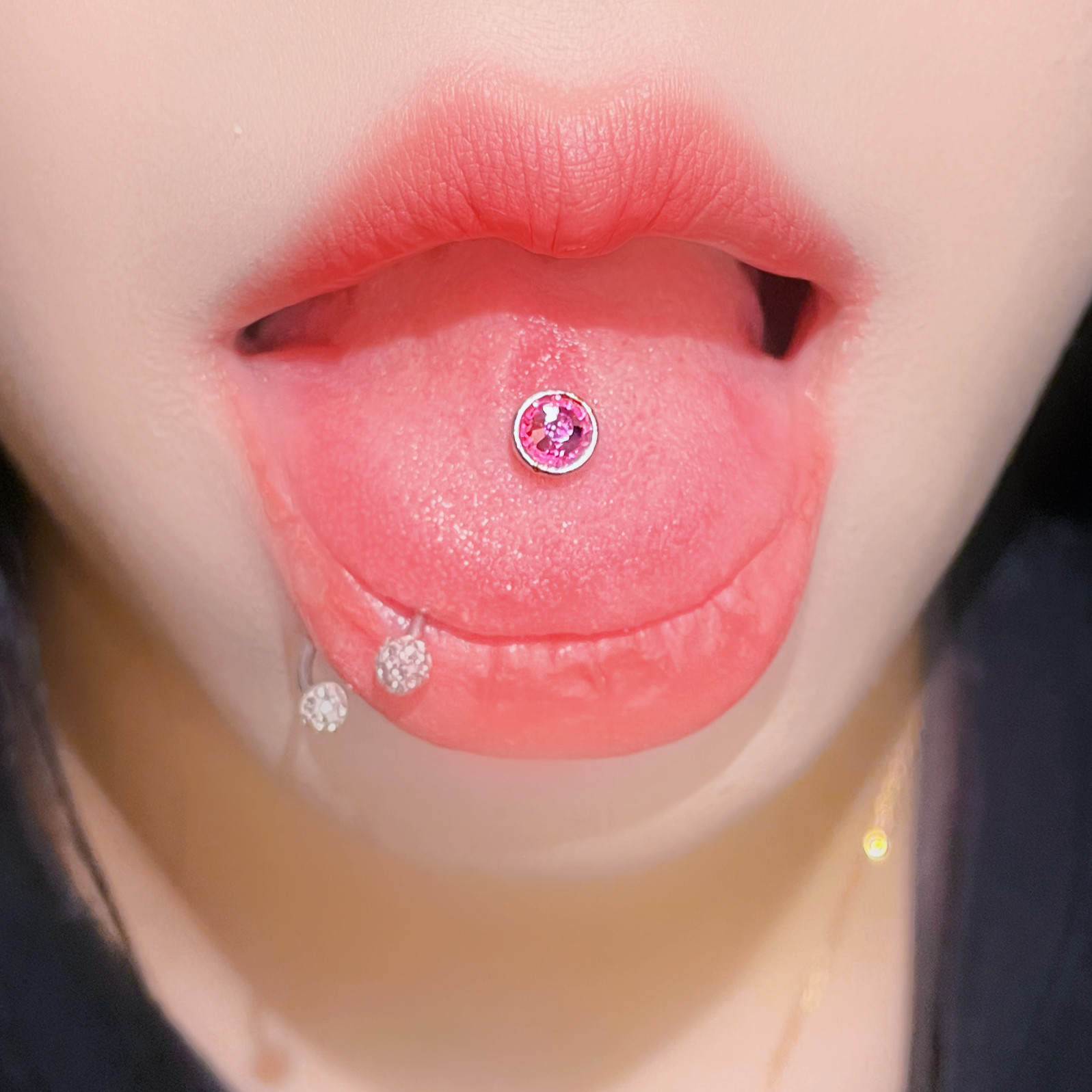 SATANS CHILD LOOKS AND COMFORTS AT THE SAME TIME TONGUE STUD TONGUE RING TITANIUM STEEL TONGUE NAIL PERFORATED JEWELRY