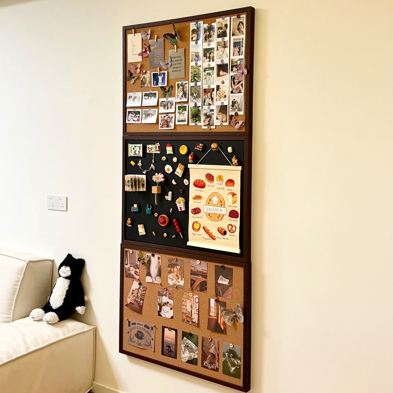 黑板软木板组合磁吸照片墙客厅创意diy背景板磁吸冰箱贴收纳卧室玄