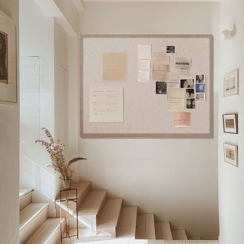 楼梯转角装饰照片墙背景板毛毡墙贴相片挂墙作品展示面板装饰遮瑕