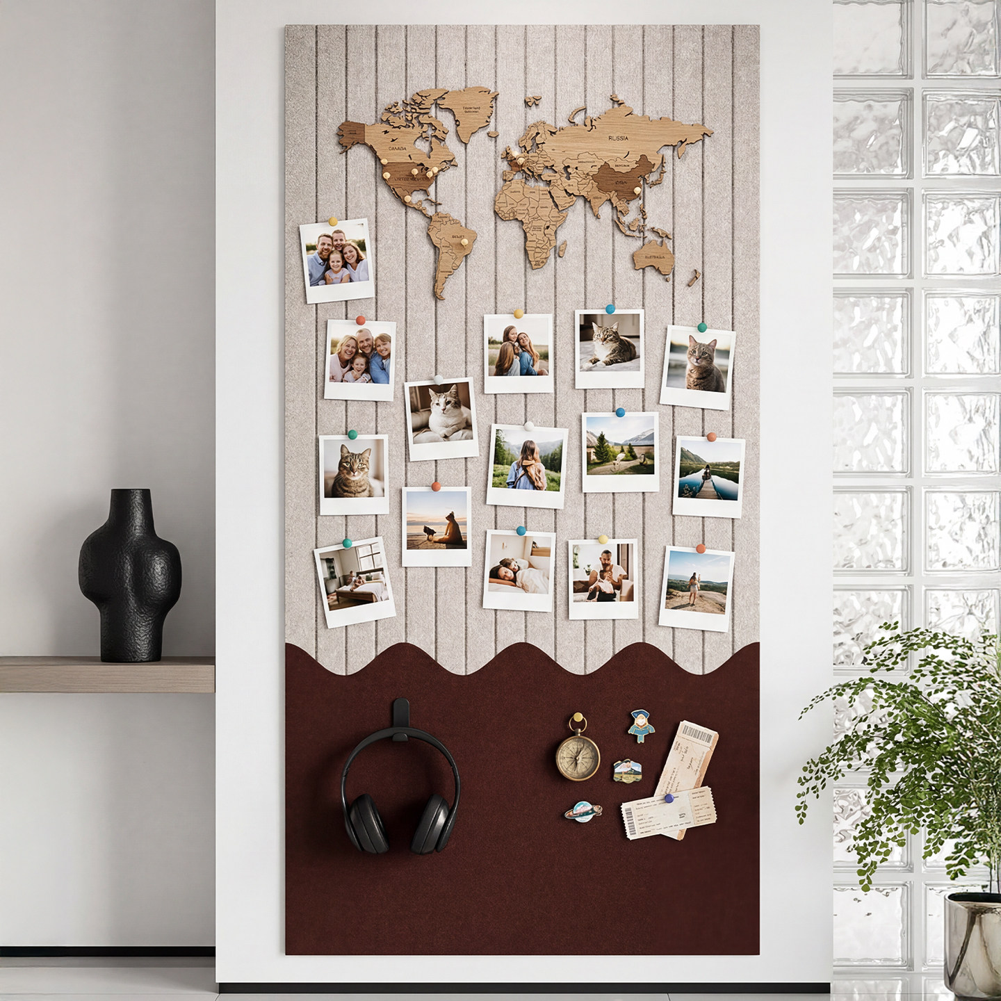 毛毡板墙贴高级感客厅照片墙背景板展示墙组合框墙面房间装饰创意软木