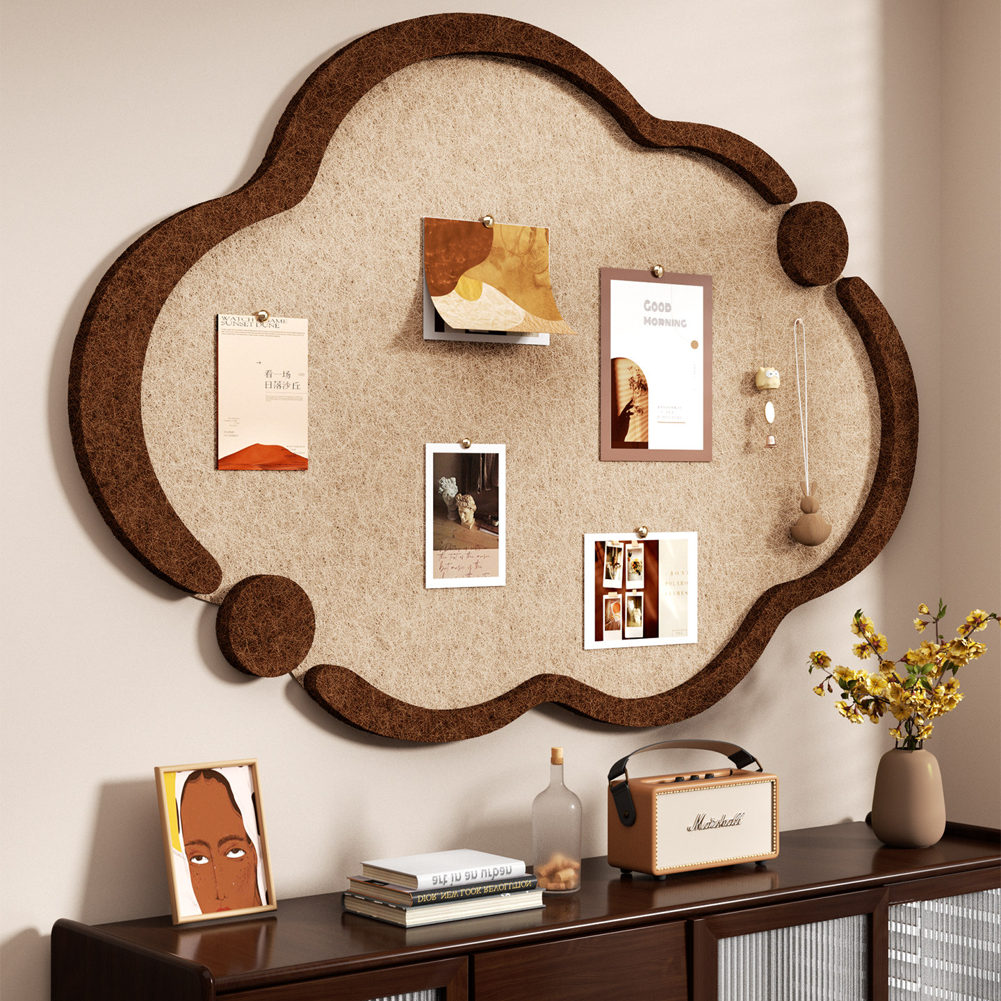 毛毡板墙贴高级感客厅照片墙背景板展示墙组合框墙面房间装饰创意软木