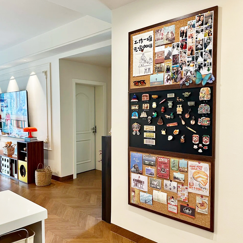 黑板软木板组合磁吸照片墙