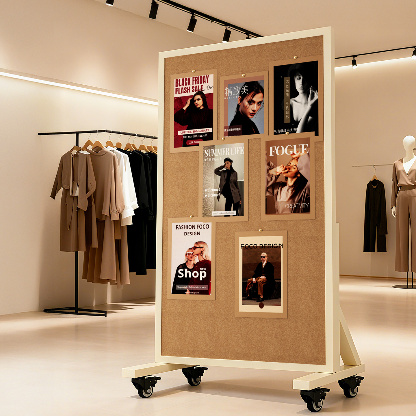 可移动软木板照片墙落地立式支架