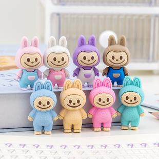 卡通拉布布橡皮擦盒装小学生3D立体labubu橡皮擦儿童奖品文具礼物