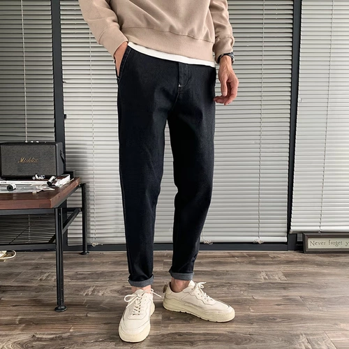 Демисезонные трендовые черные джинсы для отдыха, брендовые штаны, коллекция 2023, оверсайз, свободный прямой крой