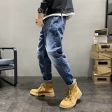 Демисезонные ретро джинсы, штаны, повседневные брюки, в американском стиле, свободный прямой крой