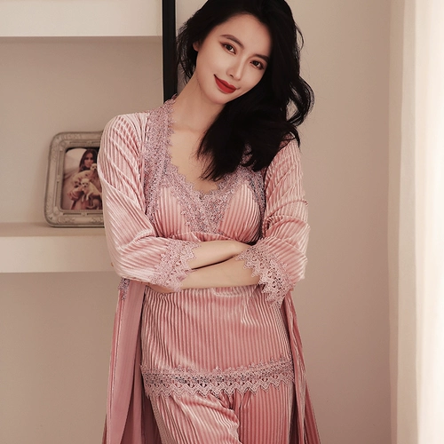 Осенняя пижама, сексуальный лонгслив, бархатный комплект, 2020, 3 предмета