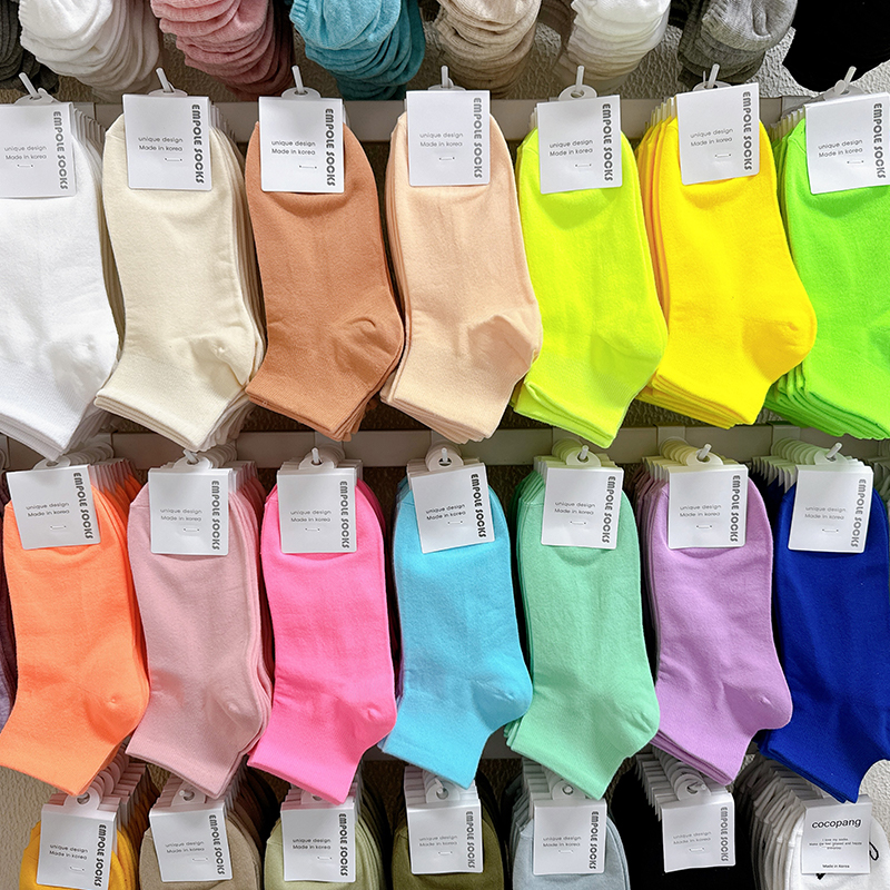 糖果色百搭短袜春秋款纯色