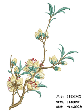 仿苏绣手推绣牡丹EMB电脑电子版刺绣花制版打版打带源文件非实物