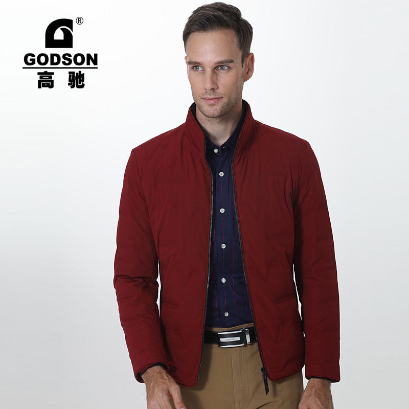 高驰godson中年男士夹克新款羽绒服休闲纯色立领茄克衫短款外套