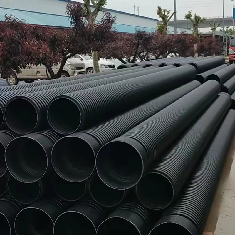 hdpe双壁波纹管钢带增强螺旋管中空壁缠绕管市政工程管雨污下水管