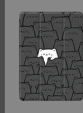 趣味可爱小猫2021/20/19新款ipad适用air4/3/2气囊保护套10.2/9.7寸平板2018笔槽pro11三折mini4/5苹果123壳6