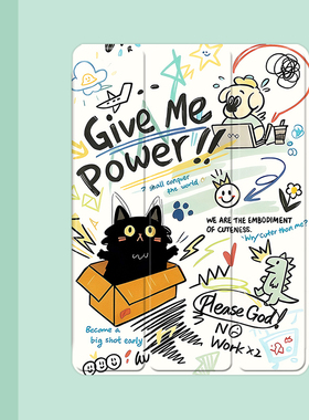 涂鸦恐龙猫咪2021/20/19新款ipad适用air4/3/2气囊保护套10.2/9.7寸平板2018笔槽pro11三折mini4/5苹果123壳6