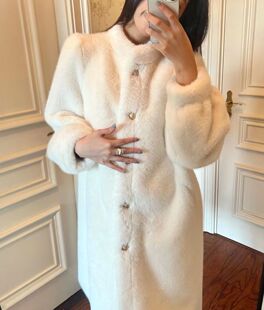 大衣羊羔毛短款 仿水貂毛皮草外套皮毛一体长款 小香风外套 新款 冬季