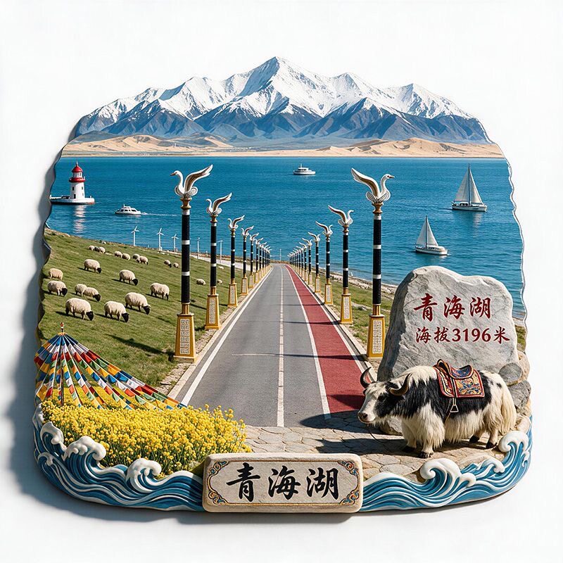 【青海湖】金属浮雕地标景区文创合金磁吸装饰旅游纪念冰箱贴