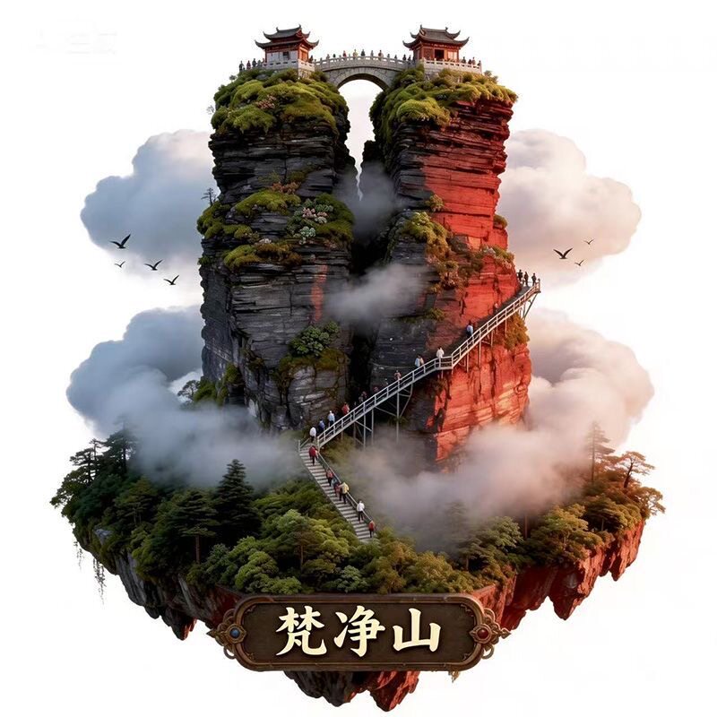【梵净山】金属浮雕地标景区文创合金磁吸装饰旅游纪念冰箱贴
