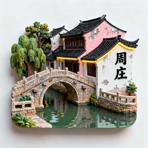 【周庄】金属浮雕地标景区文创合金磁吸装饰旅游纪念冰箱贴