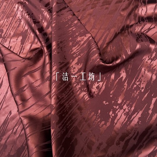 【半米价】人丝高品质奢影丝缇·朱砂红色织提花亲肤服装手工面料