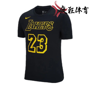 Nike 耐克男子湖人队詹姆斯23号圆领运动透气短袖T恤 AA2591-022