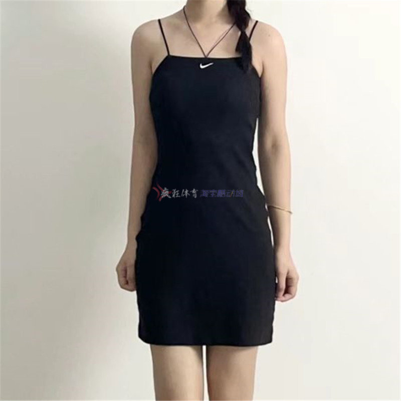 Nike耐克女子紧身细罗纹吊带休闲连衣裙长裙FN4158 IR7569-214