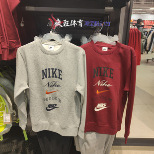 Nike耐克男子多logo加绒保暖圆领运动休闲套头卫衣FN2611 677 063