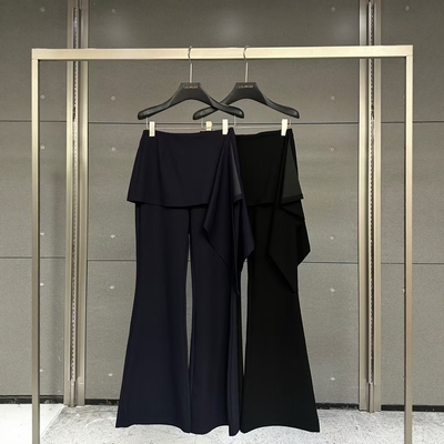 屁帘拼接修身显瘦百搭休闲喇叭裤