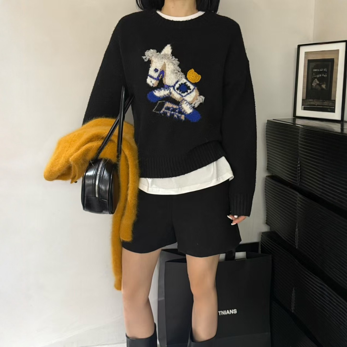 小马刺绣百搭慵懒风毛衣女冬季
