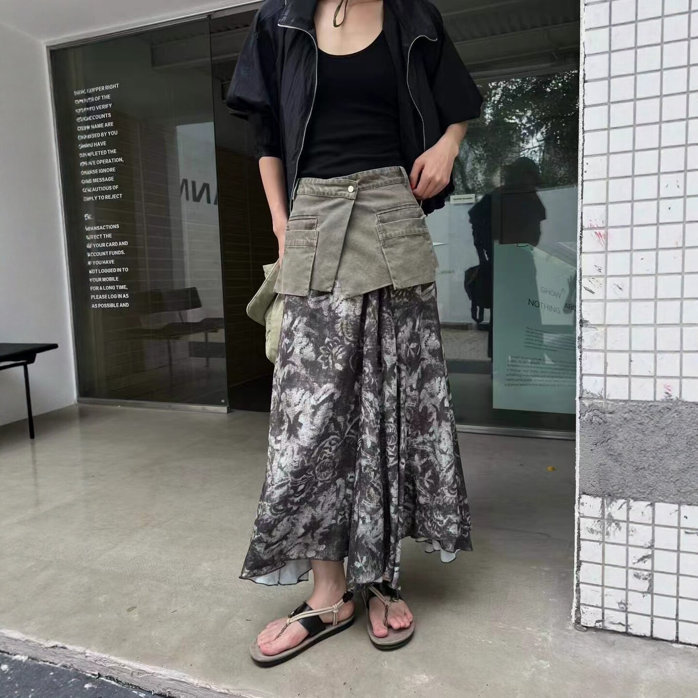 2026夏季新款小众设计可拆卸腰封+复古碎花中长款半身裙两件套